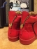 GIUSEPPE ZANOTTI LOGO STRAP LEATHER RED HIGH TOP SNEAKERS